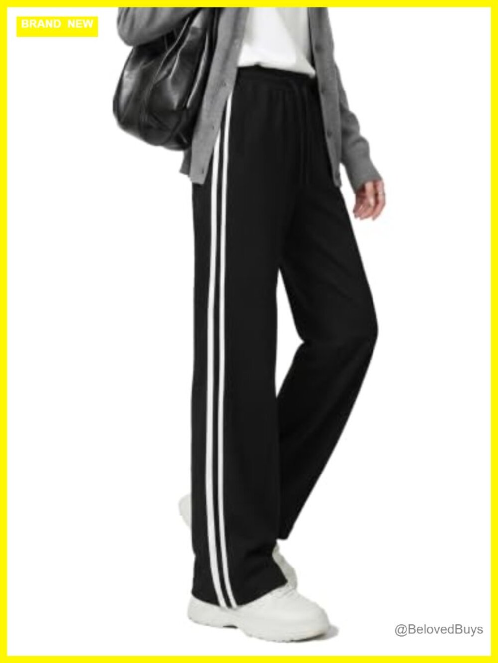 Cotton Wide Leg Track Pants Zip Pockets Lounge Athletic Joggers
